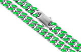 Big Daddy 13MM Enamel Green Steel Cuban Chain
