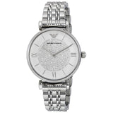 Armani White Crystal Pave Dial Stainless Steel Ladies Watch #AR1925 - Big Daddy Jewelry