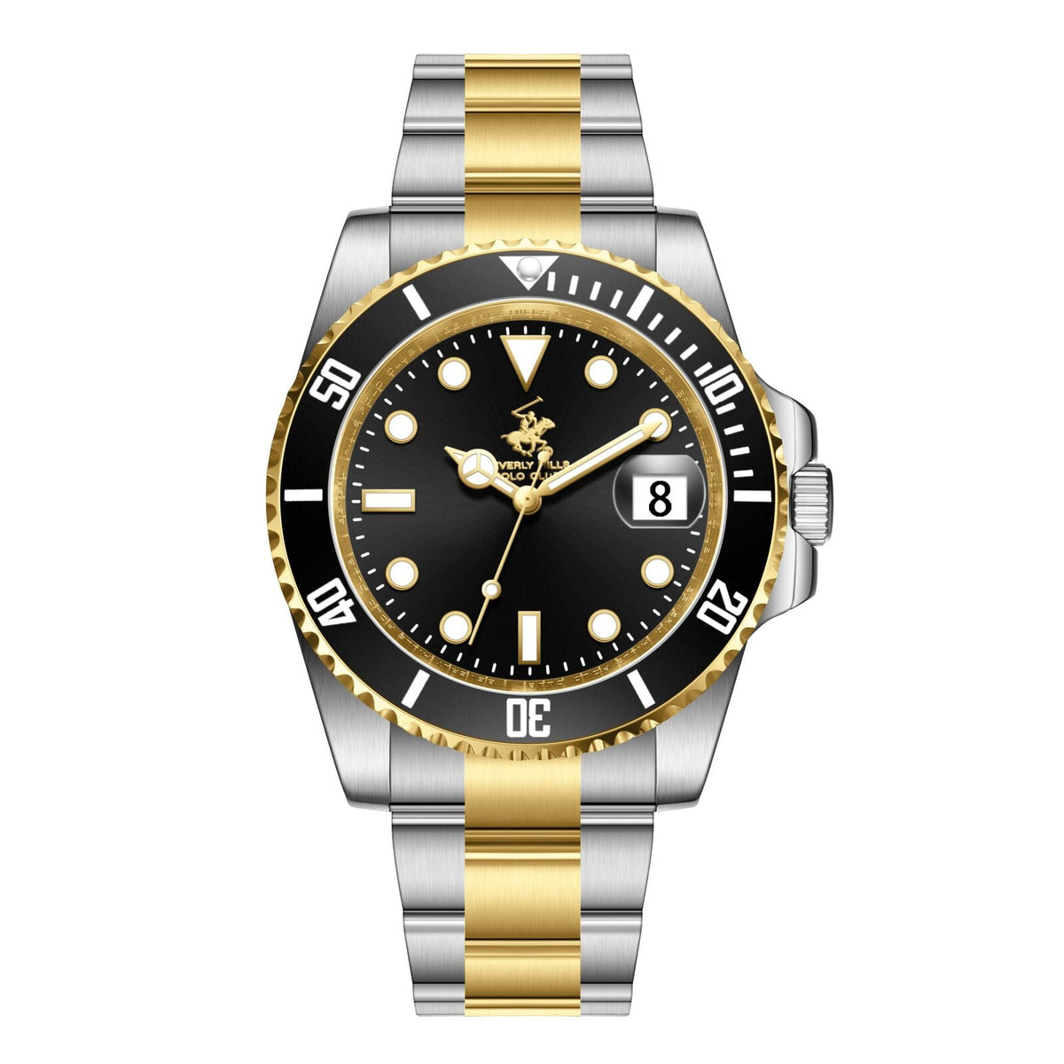 Beverly Hills Polo Club Waterproof Black Dial Two-Tone Date Watch BP3791X.250