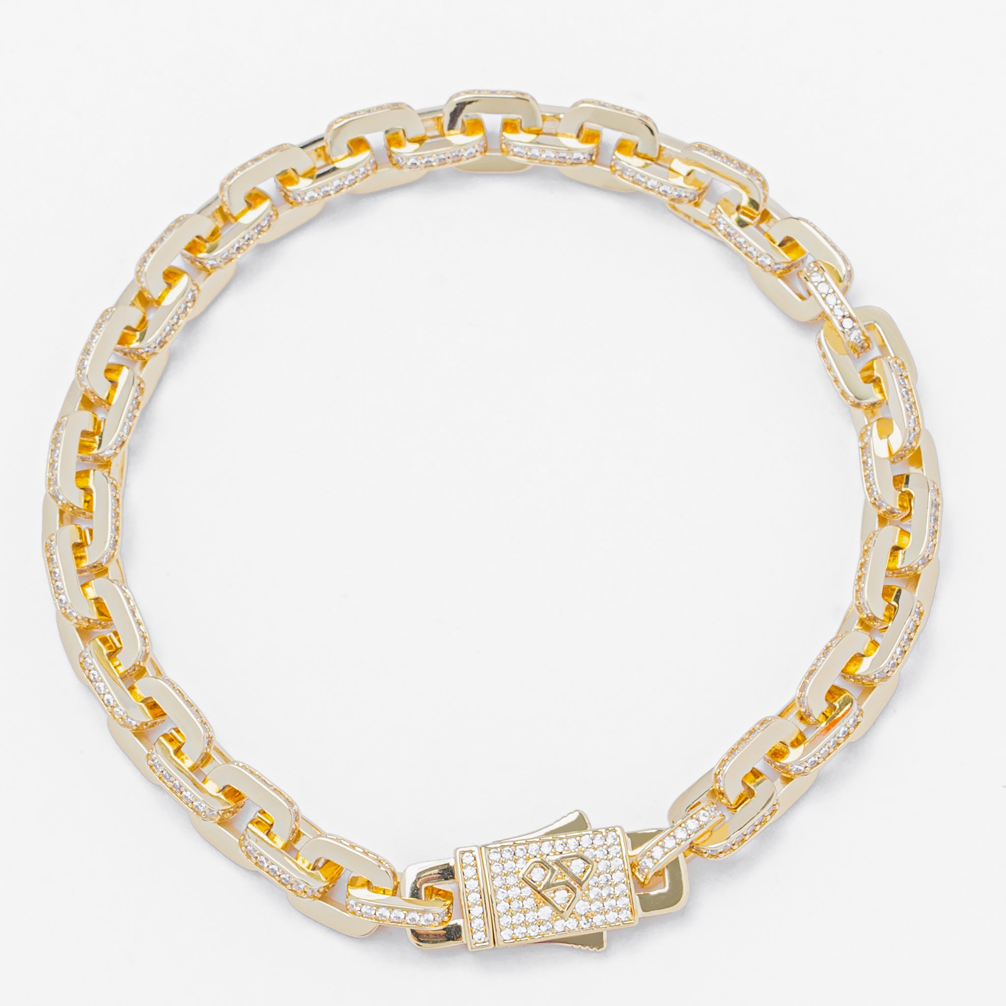 Big Daddy 10MM Anchor Mariner Bullet Diamond & Gold Link Bracelet - Bracelet