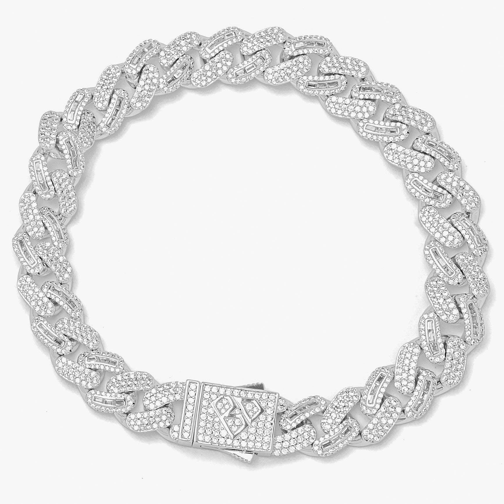 Big Daddy 10MM Baguette Iced Out Silver Bracelet - Bracelet