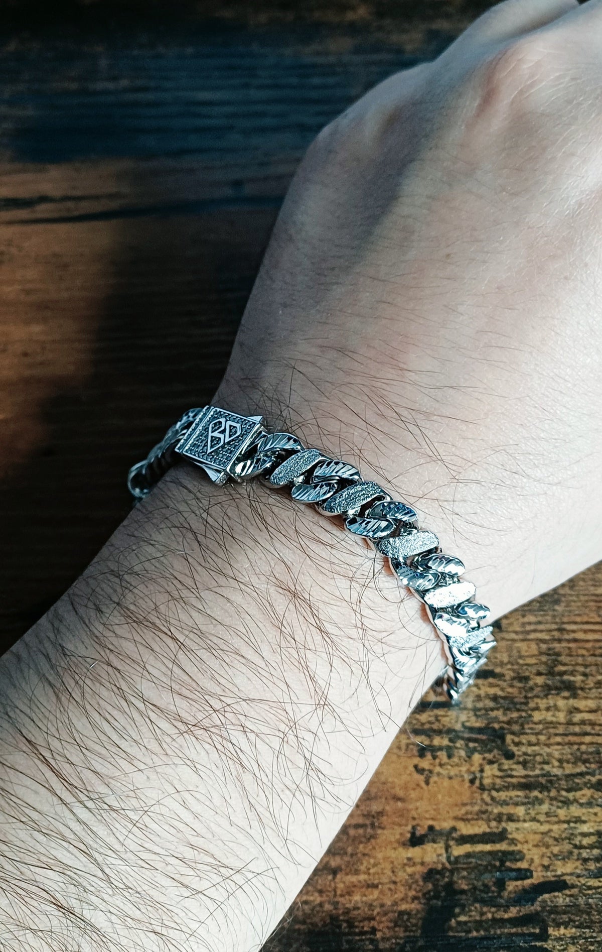 Big Daddy 10MM Sandblast CZ & Steel Iced Out Bracelet