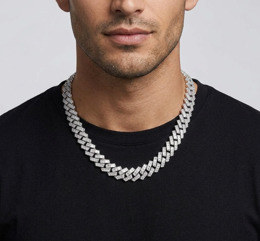 Big Daddy 12MM Baguette Cuban CZ Silver Iced Out Chain
