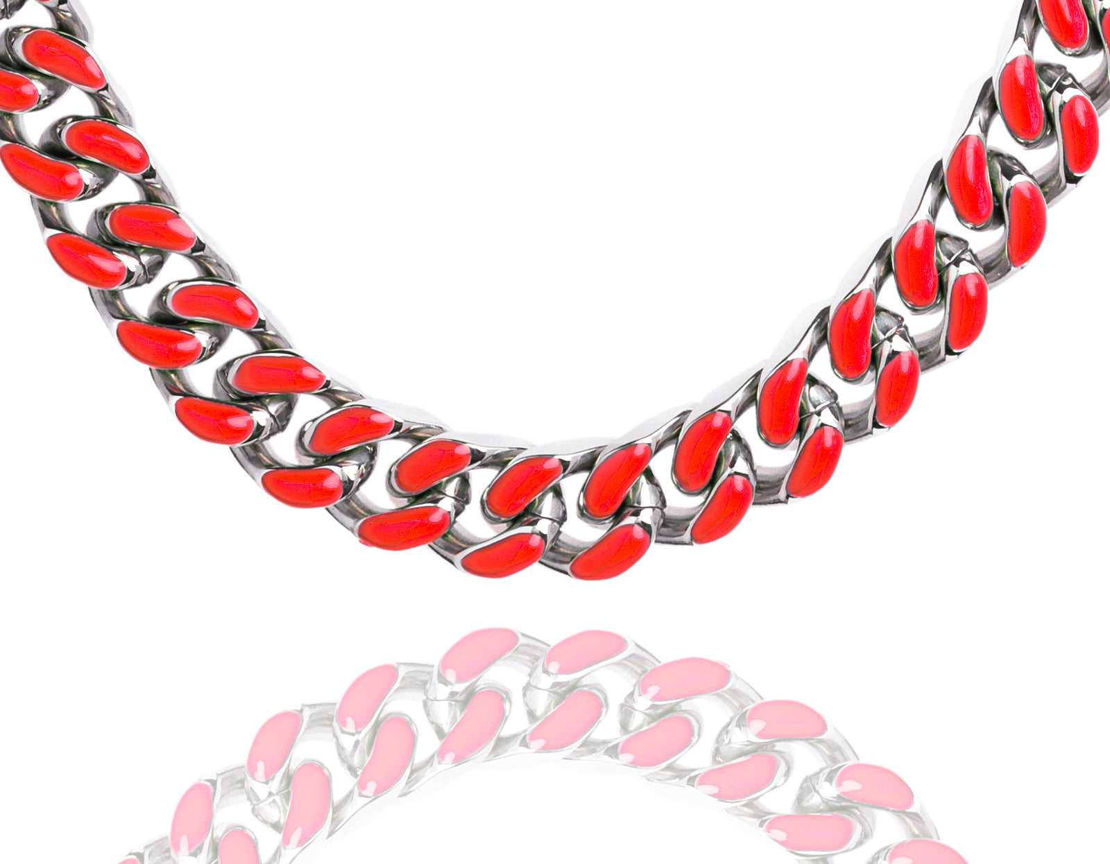 Big Daddy 13MM red enamel steel Cuban chain link bracelet