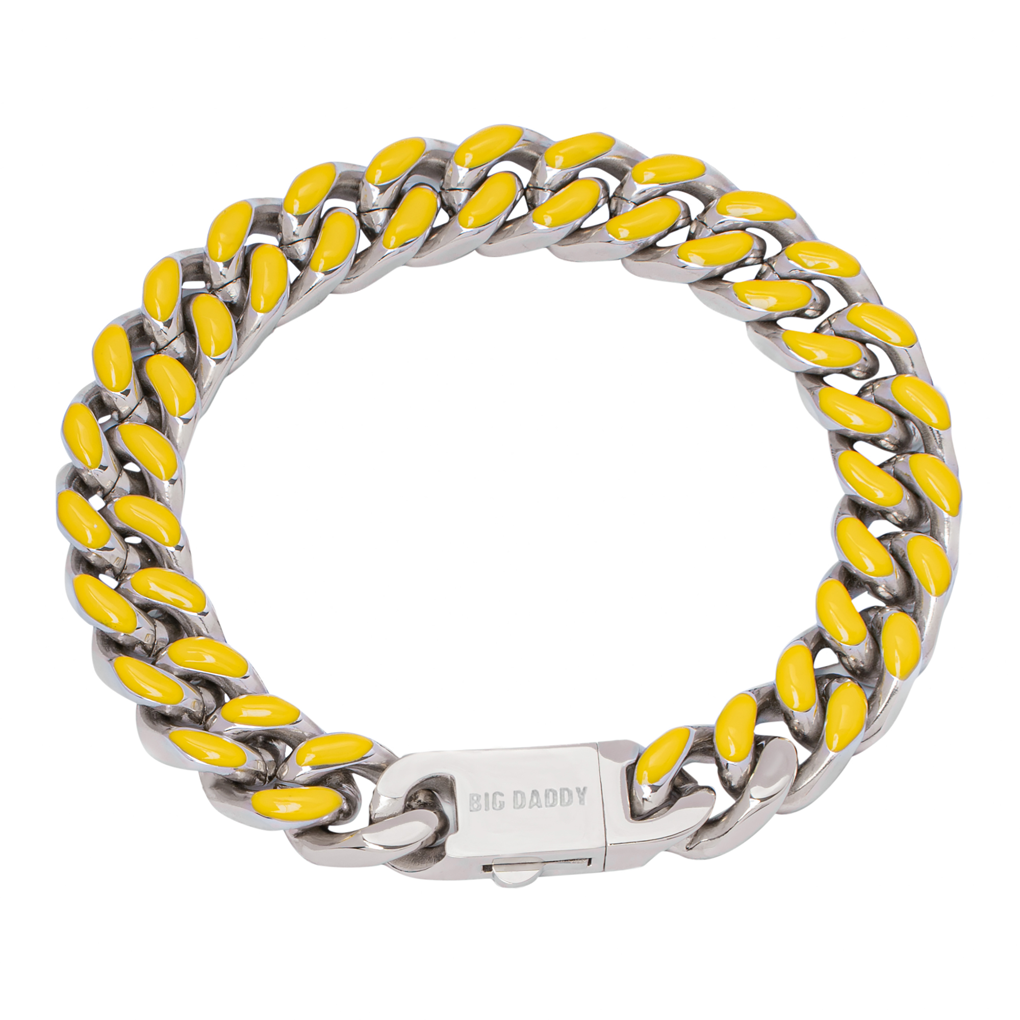 Big Daddy 13MM Enamel Yellow Steel Cuban Bracelet - Bracelet