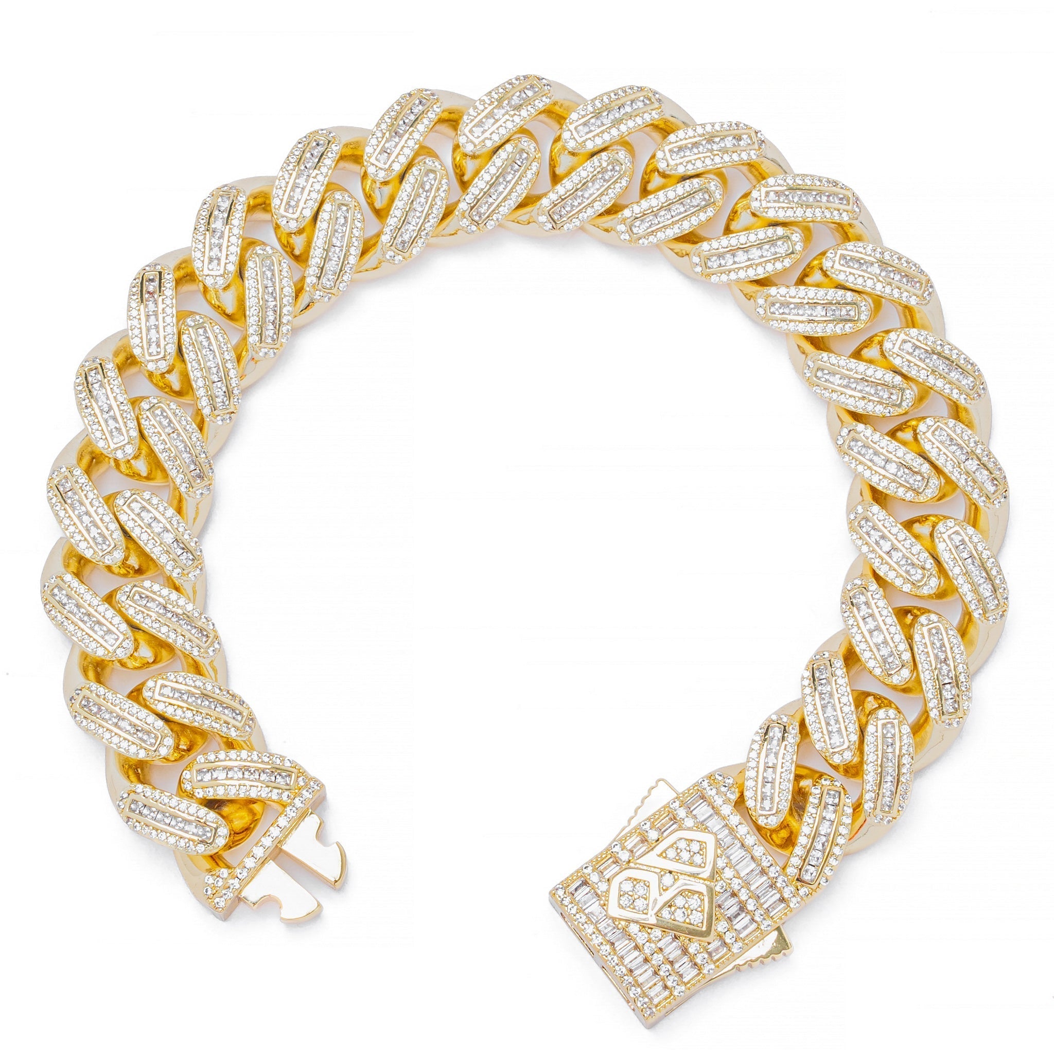 Big Daddy 18MM Baguette Gold Iced Out Cuban Link Bracelet - Bracelet