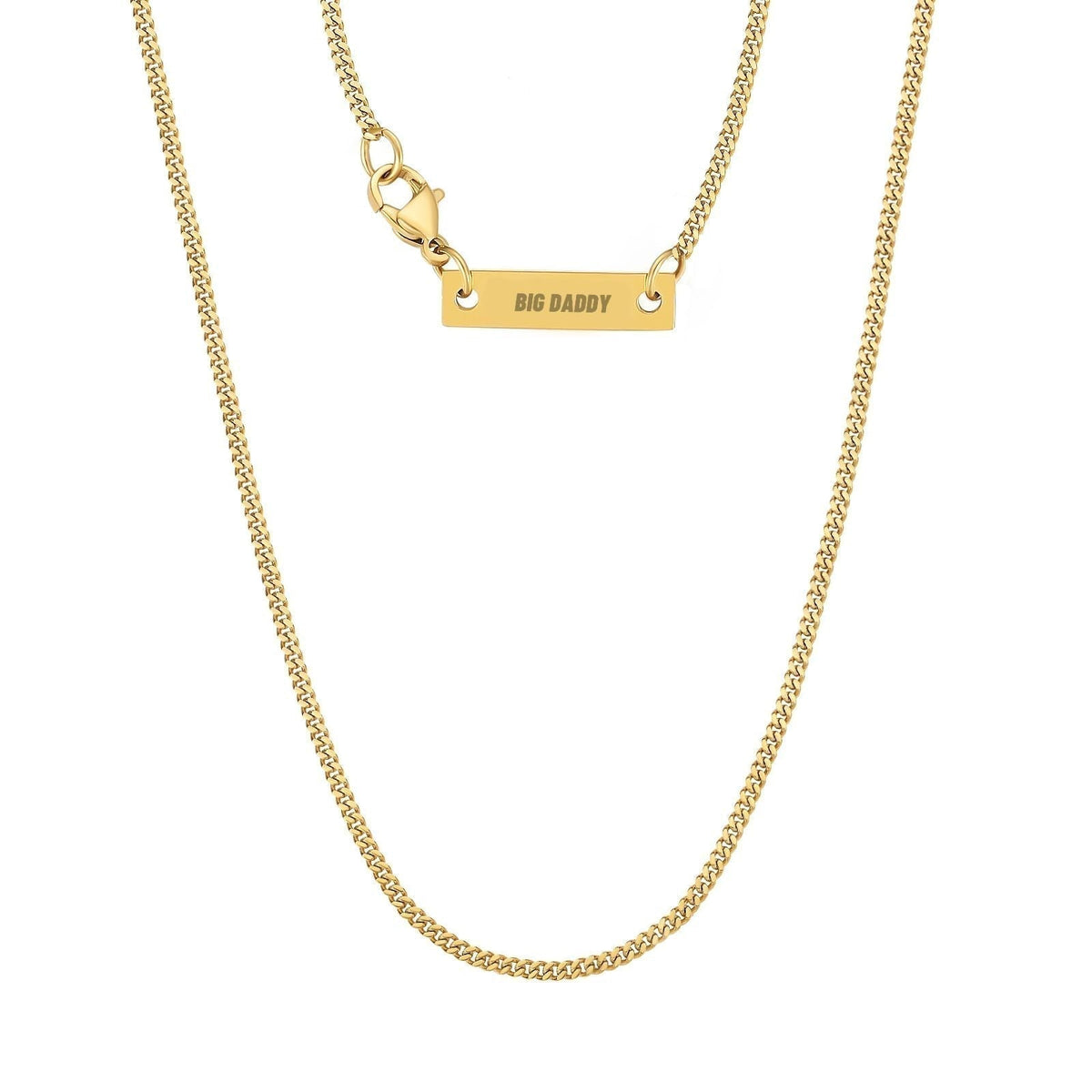 2mm Cuban gold chain with Big Daddy nameplate pendant