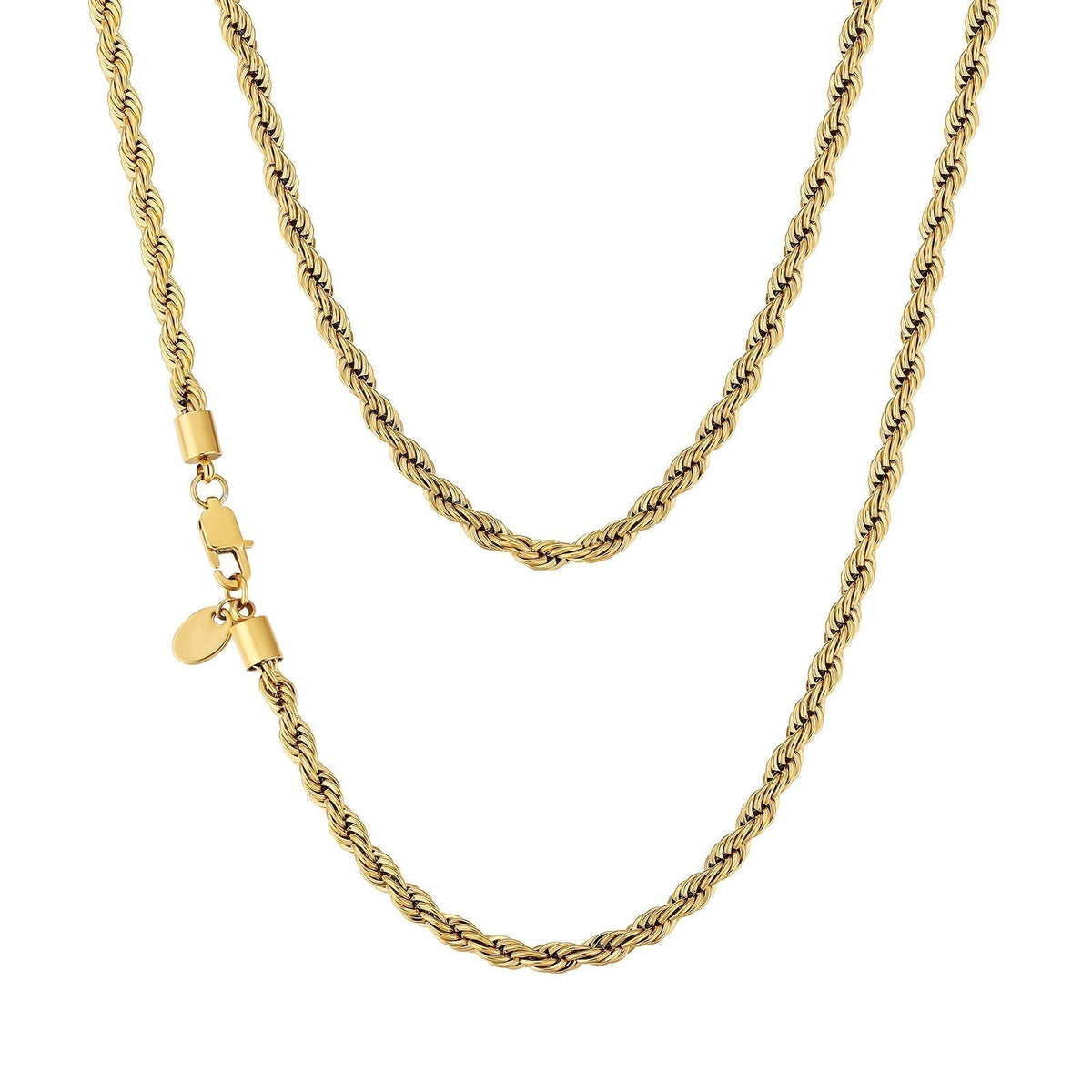 Big Daddy 4mm gold rope chain necklace with clasp and pendant charm