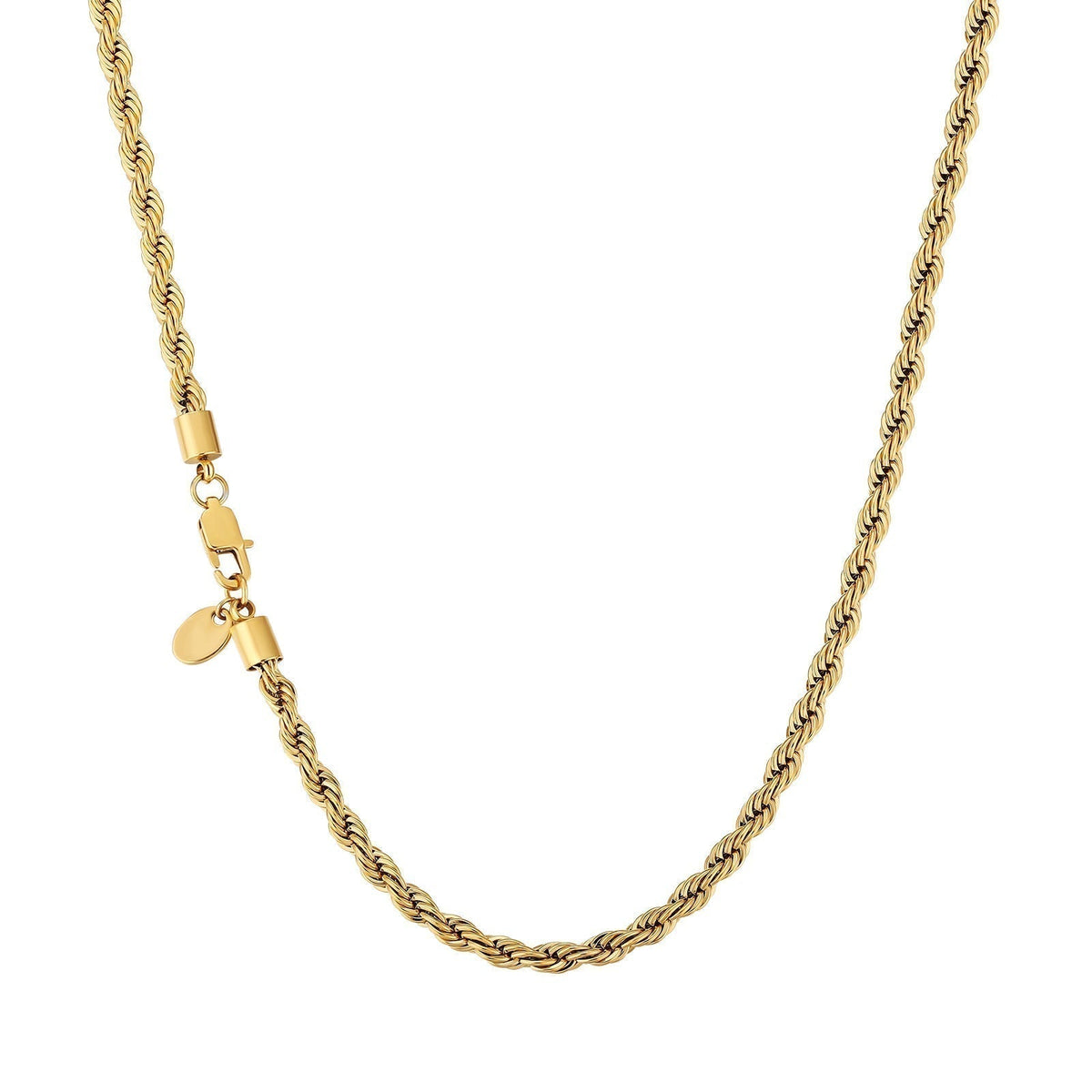Big Daddy 4mm stainless steel gold rope chain necklace full length