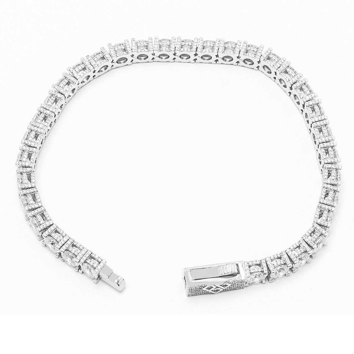 Big Daddy CZ tennis bracelet open showing closure mechanism detail