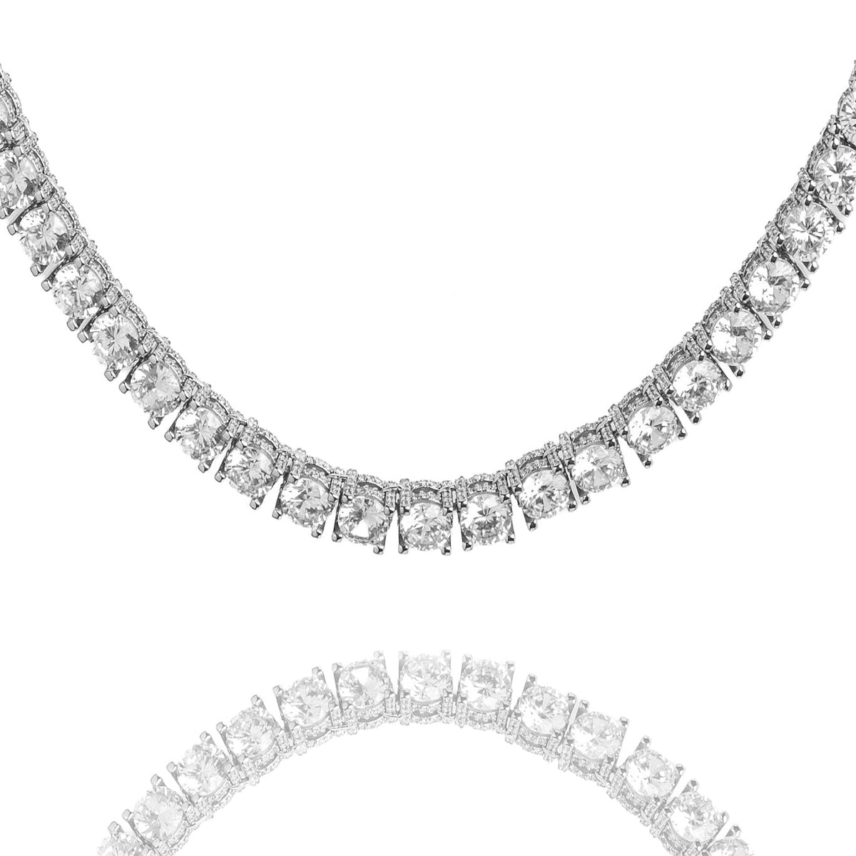 6MM CZ tennis chain with square-cut stones in silver, shown laid flat