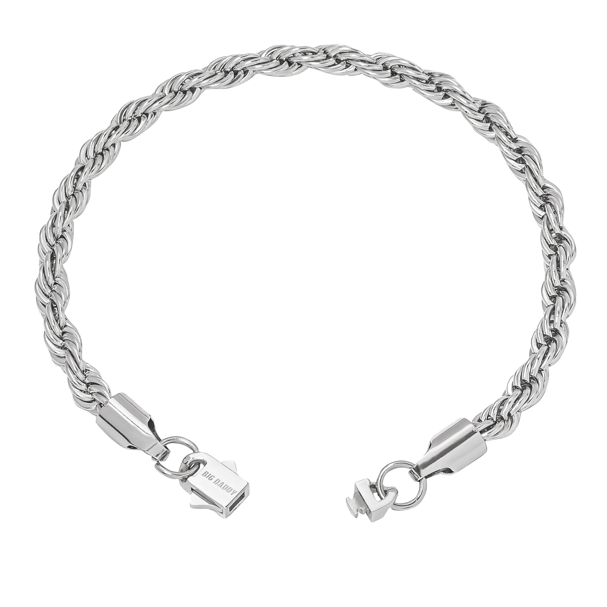 Big Daddy 6MM Silver Steel Rope Bracelet - Bracelet