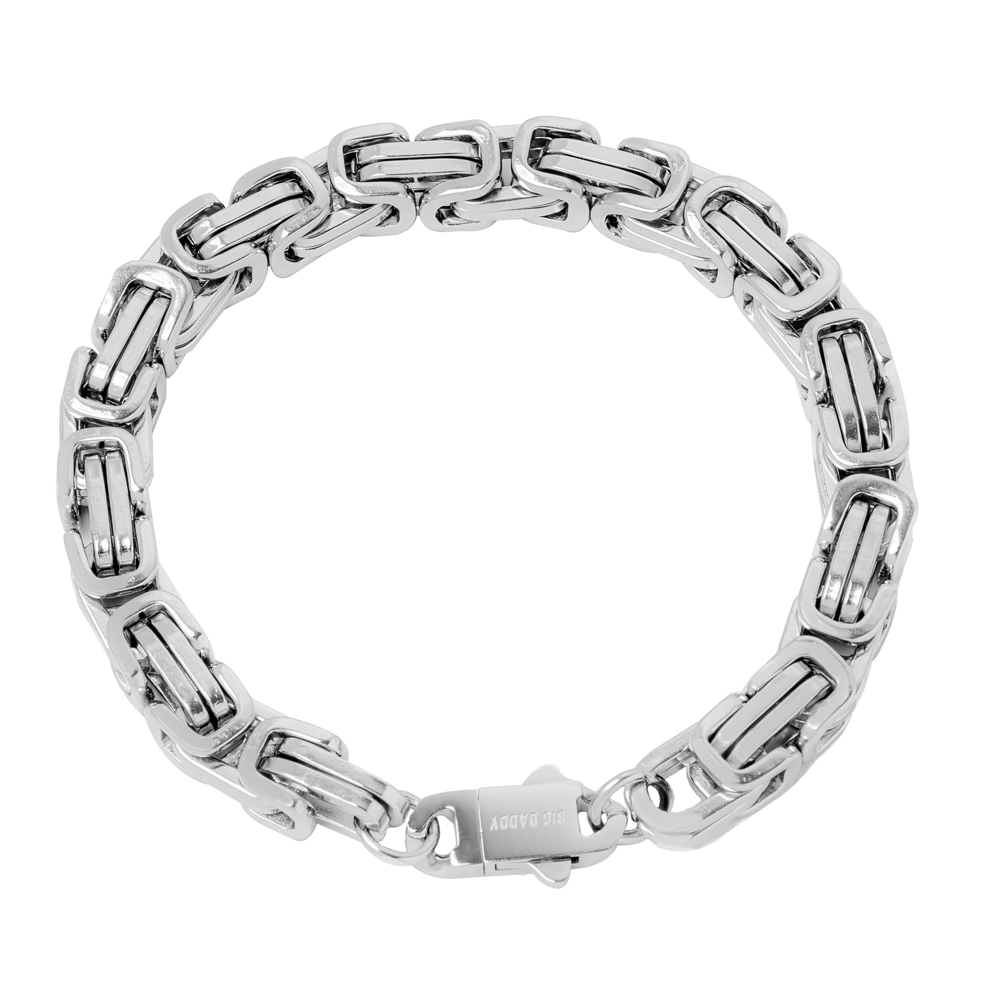 Big Daddy 8MM Byzantine Link 18K Silver Bracelet - Bracelet