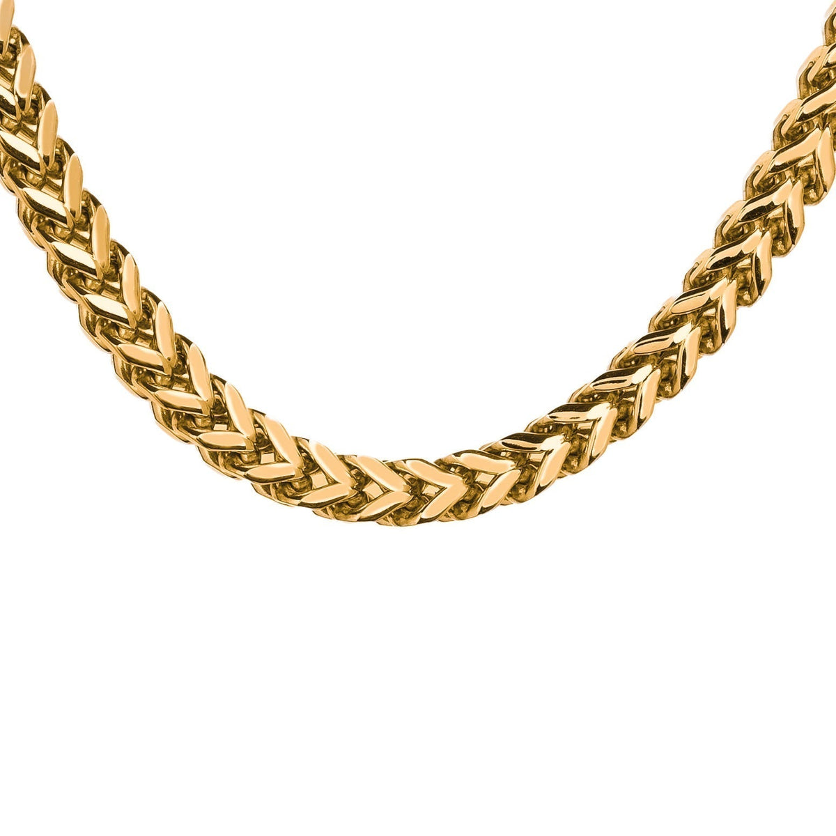 8MM gold Cuban chain with interlocking links displayed on white background