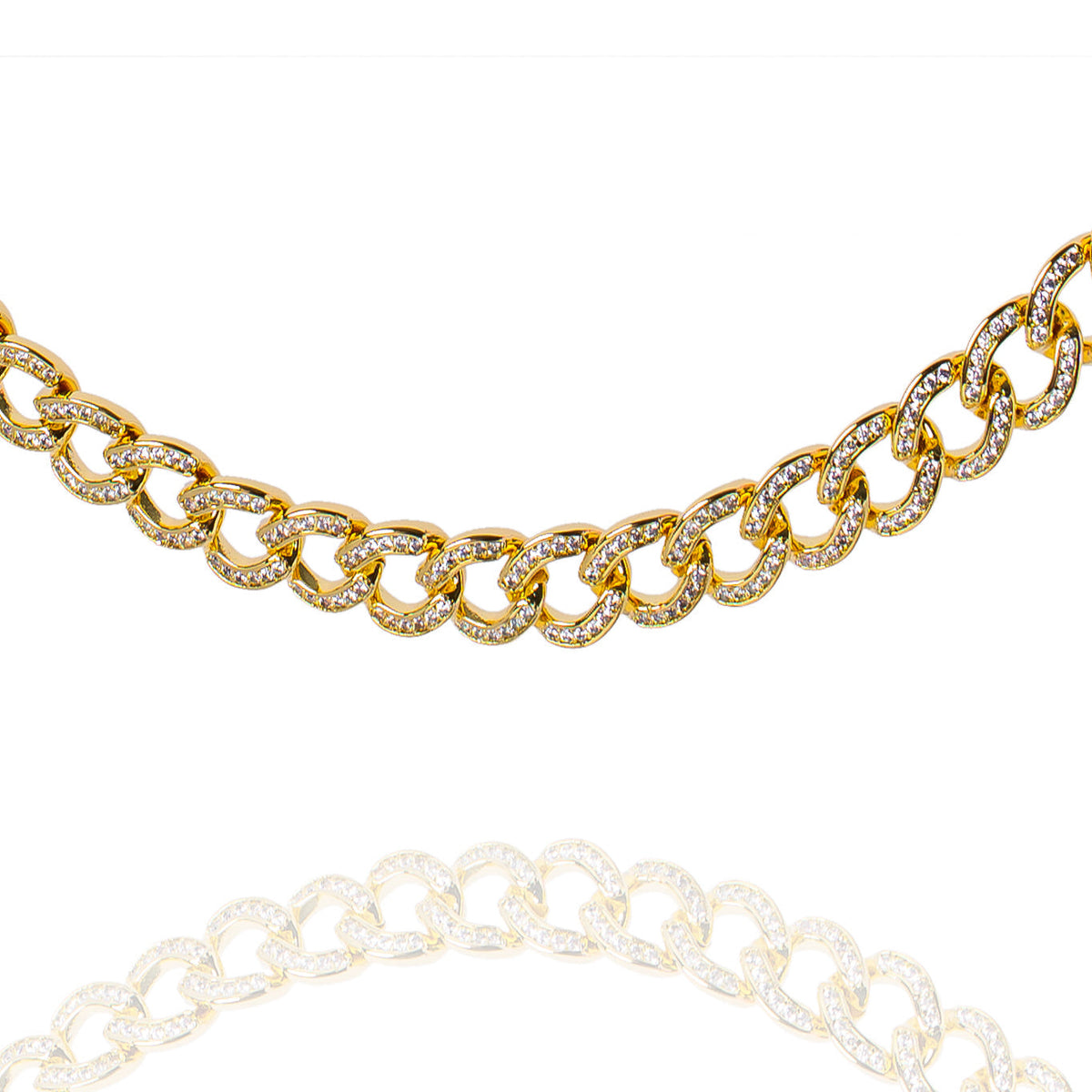 Big Daddy 8MM iced Cuban gold chain with CZ-encrusted links on white background
