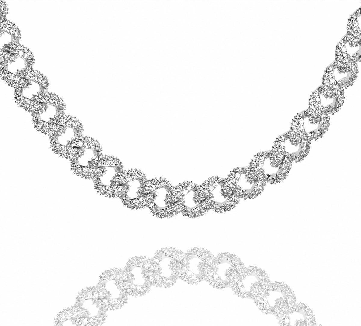 Big Daddy 9MM CZ curb Cuban silver chain with iced-out design