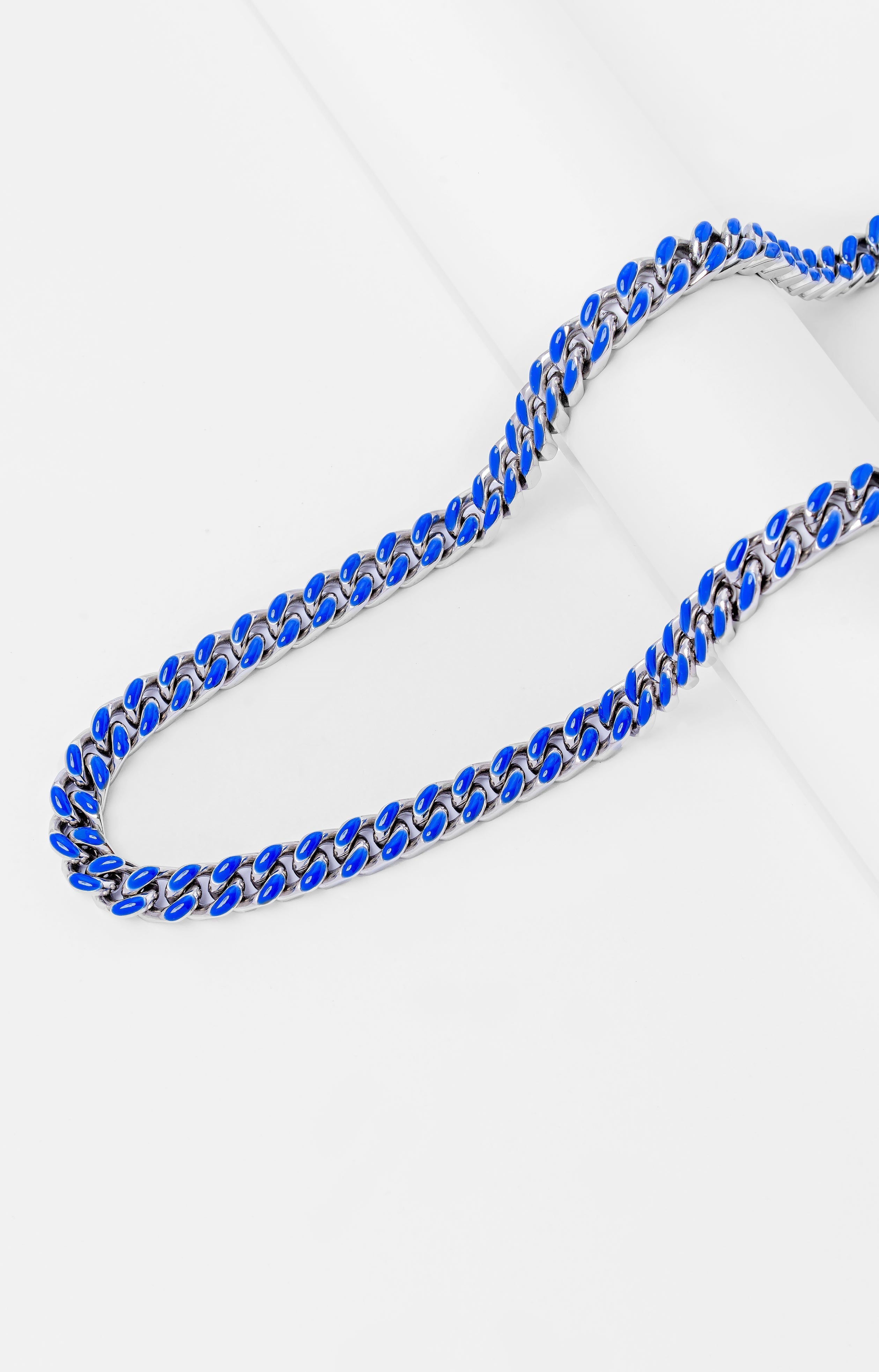 Big Daddy 9MM Enamel Blue Steel Cuban Chain - Chain