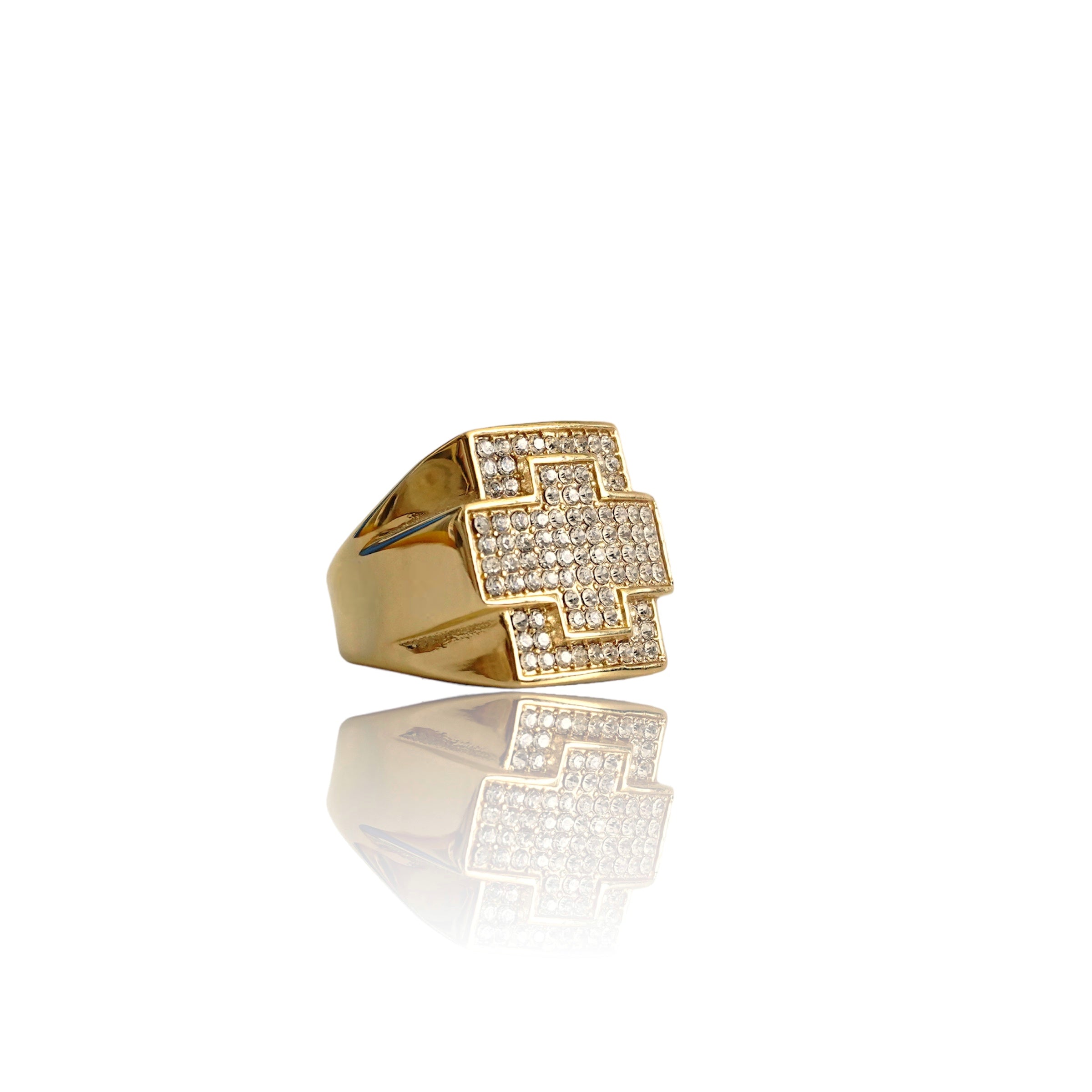 Big Daddy Iced Out Cross Gold Ring - Ring