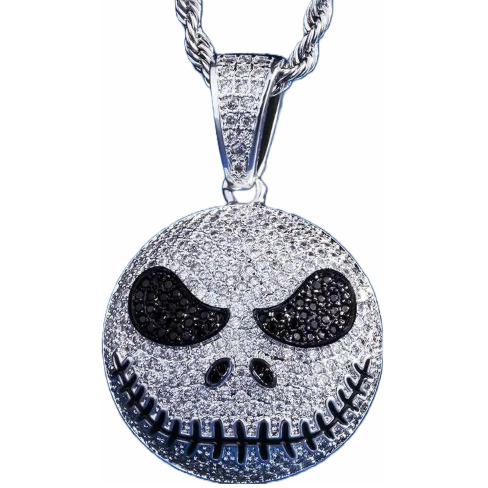 Big Daddy iced out Jack Skeleton pendant with black and silver cubic zirconia