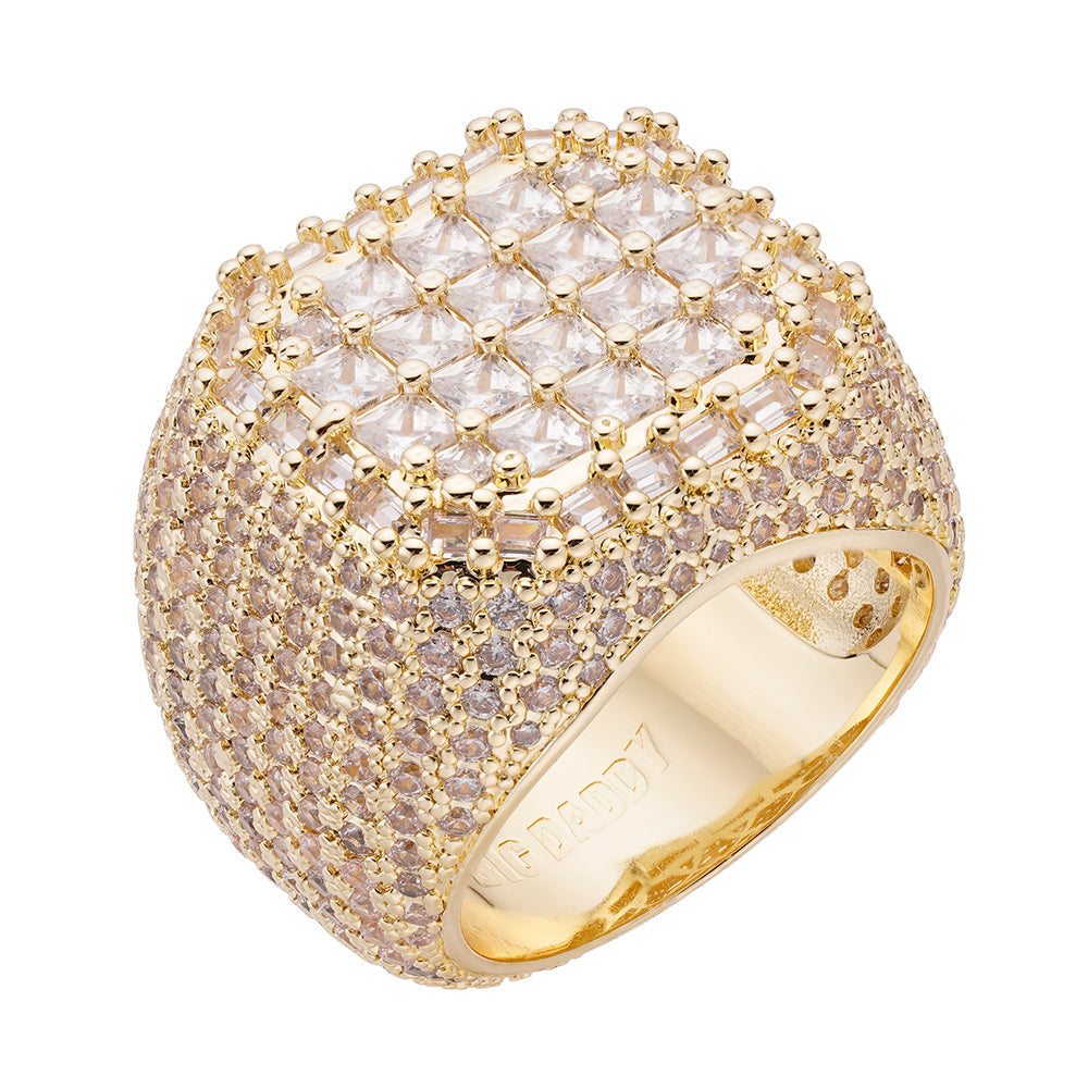 Big Daddy Infinity iced out CZ ring gold with clear stones