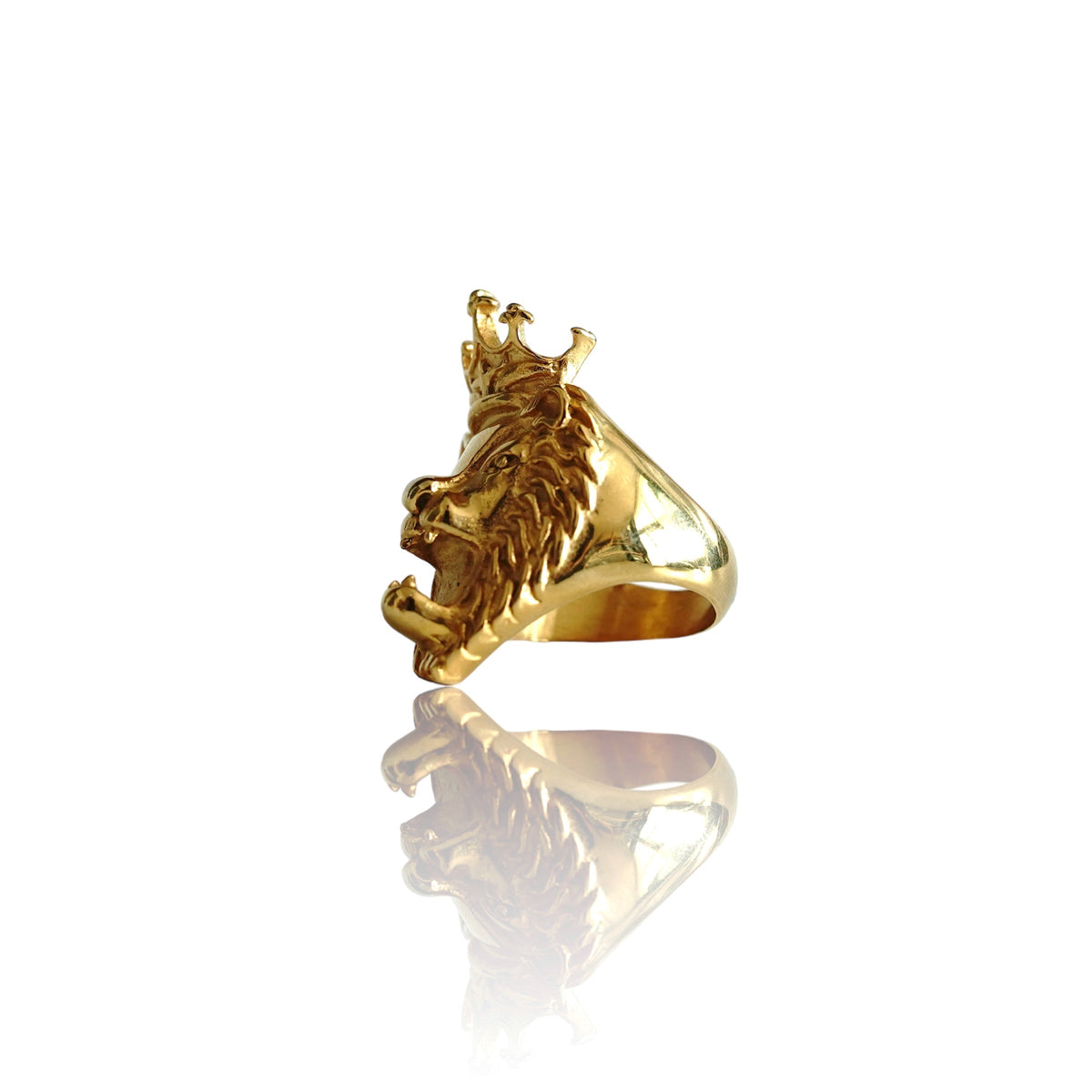 Big Daddy Lion Head Crown Gold Ring - Ring
