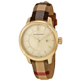 Burberry Honey Check Stamped Dial Honey Check Fabric-Coated Leather Ladies Watch BU10104 - Big Daddy Jewelry