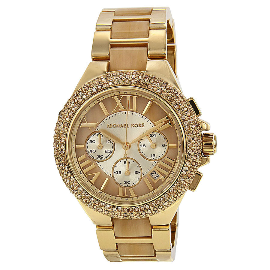 Michael Kors Camille MK5902 gold-tone chronograph watch with champagne dial and crystal-set bezel