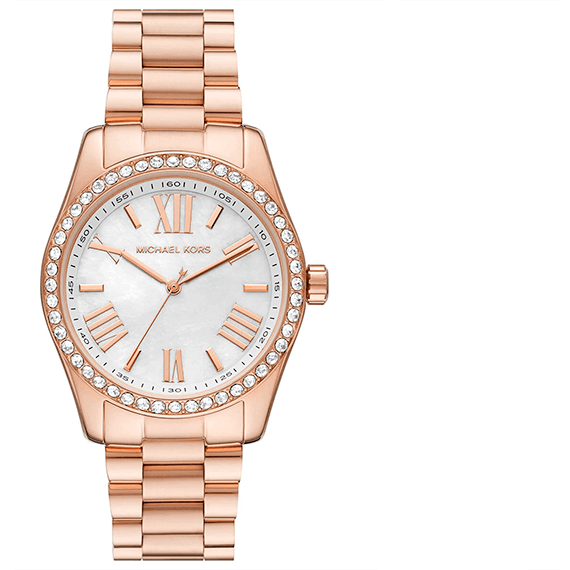 Michael Kors Lexington White Dial Rose Gold Steel Strap Watch for Women - MK1088