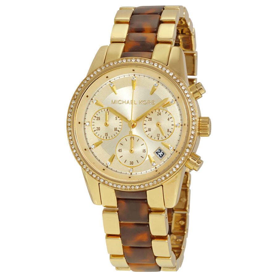 Michael Kors Ritz Chrongraph Champagne Dial Ladies Watch MK6322