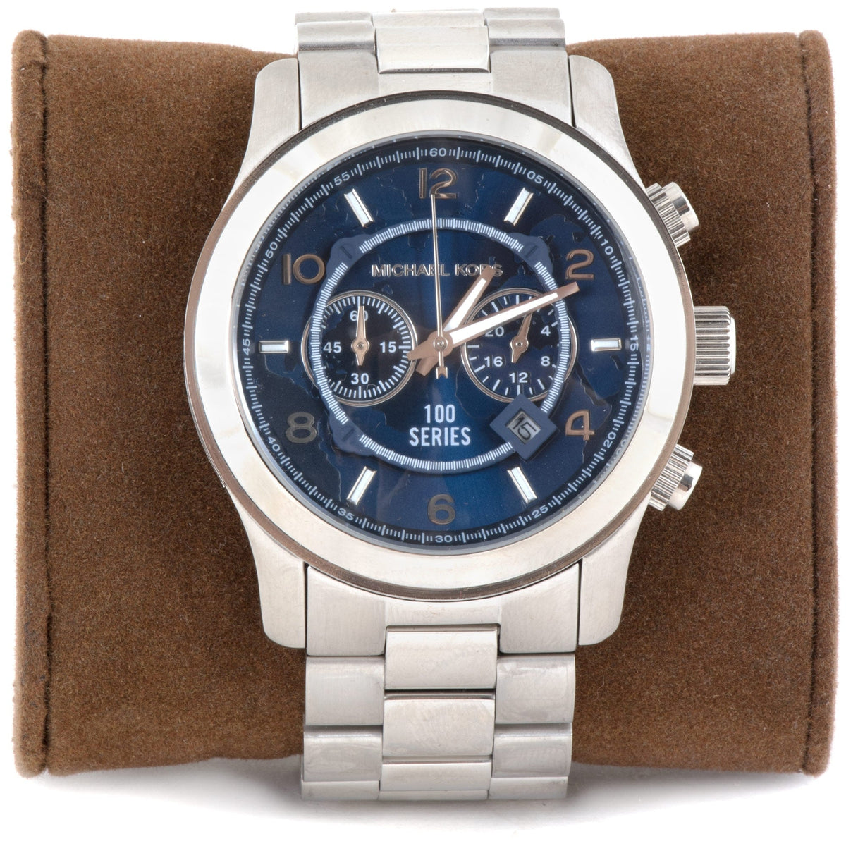Michael Kors MK8314 chronograph watch with brown presentation box and packaging