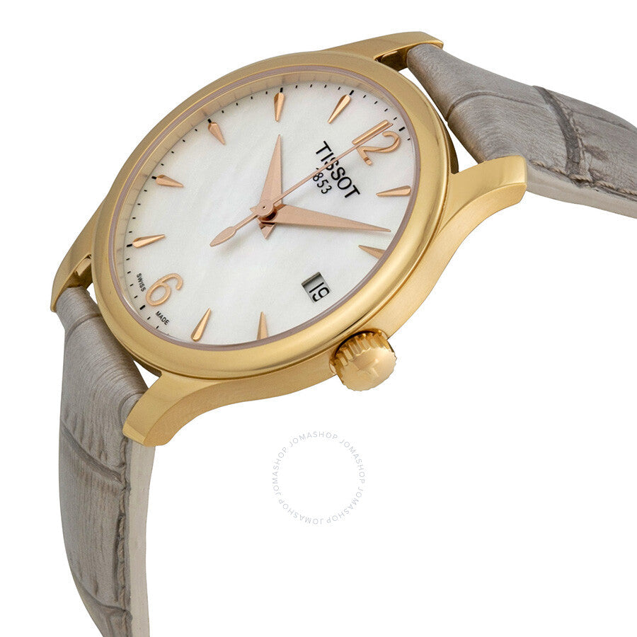 Tissot T-Trend Tradition Mother of Peal Grey Leather Ladies Watch T0632103711700 - The Watches Men & Co #2