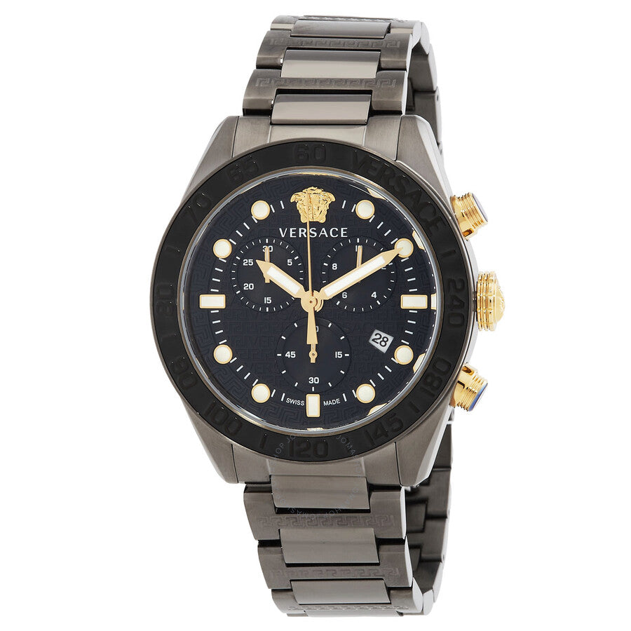 Versace Greca Dome Chronograph Black Dial Men's Watch - VE6K00623