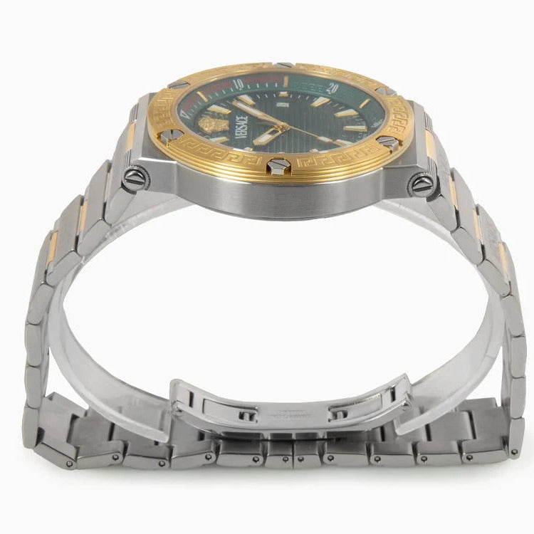 Versace Greca Logo Diver Green Dial Two-Tone Swiss Chronograph Watch - VE8G00524