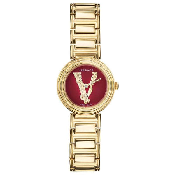 Versace Virtus Gold Mini Red Dial Women's Watch  VET300321 - Big Daddy Jewelry
