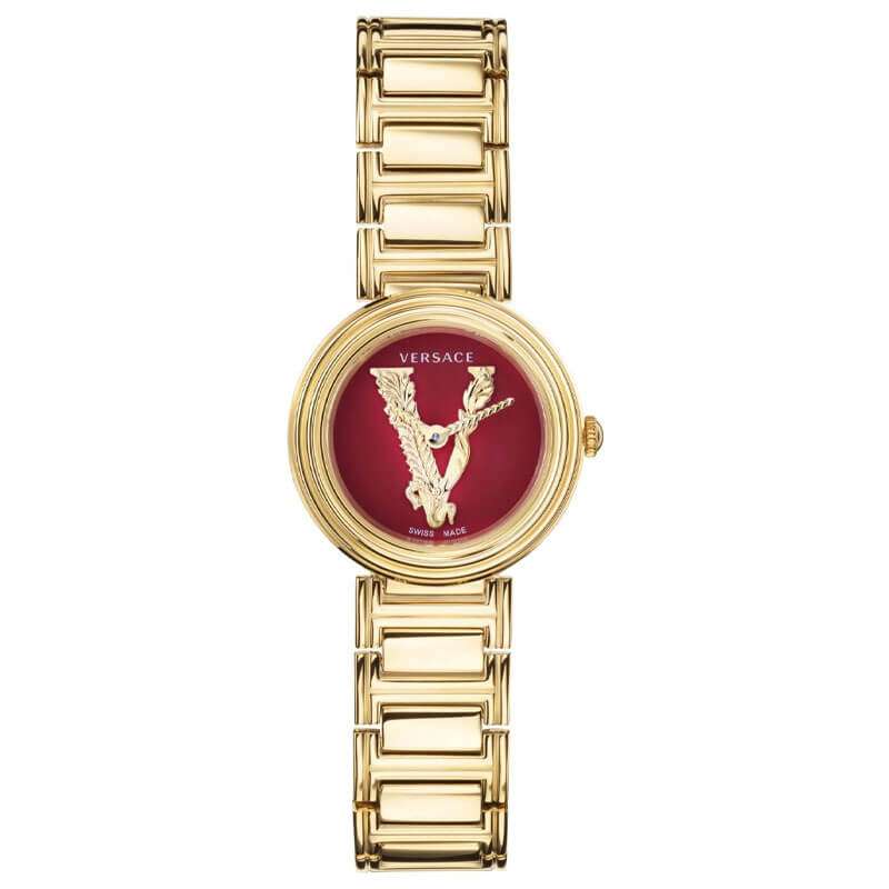 Versace Virtus Gold Mini Red Dial Women's Watch  VET300321 - Big Daddy Jewelry