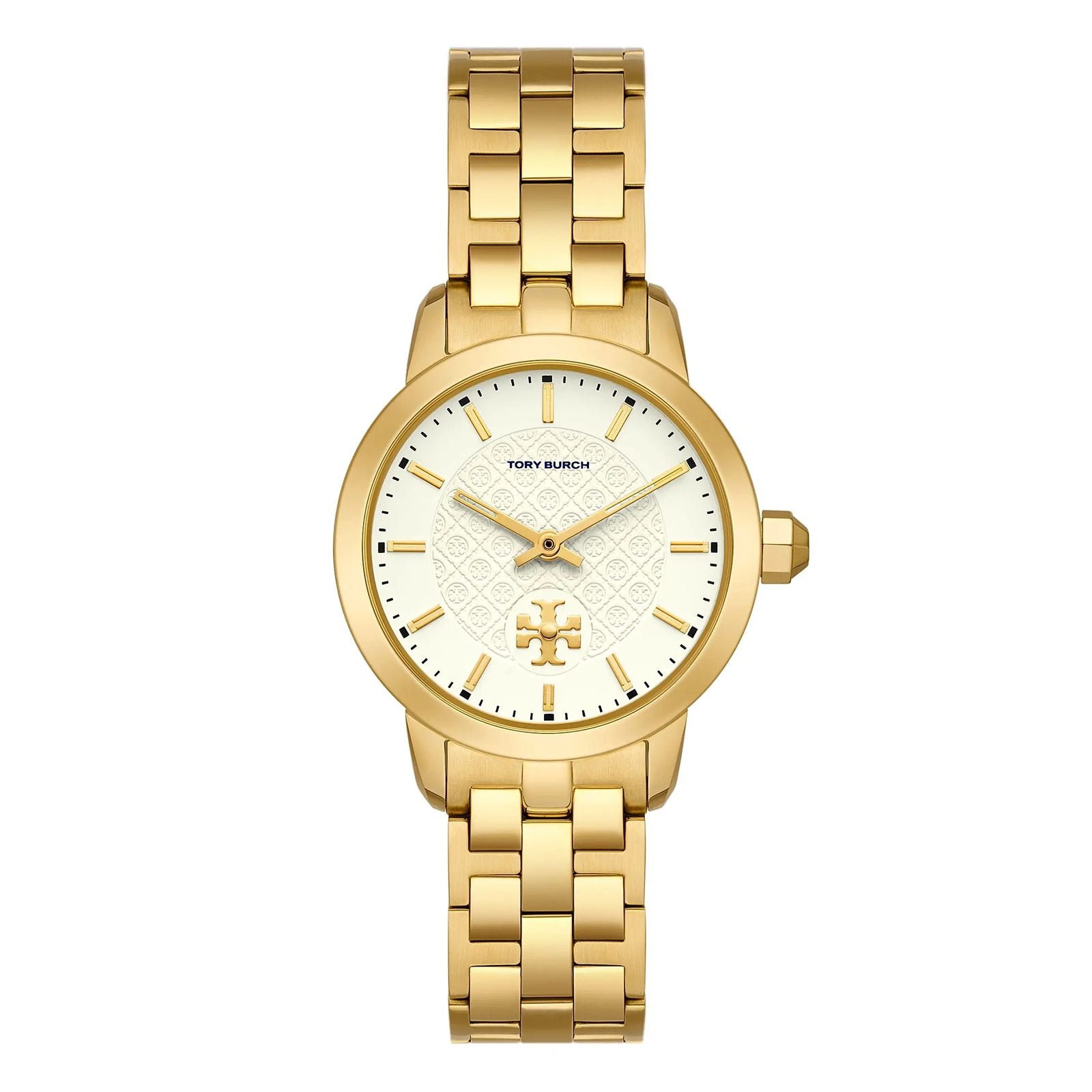 Tory Burch Beige Pattern Dial Gold Stainless Steel Strap TBW1053