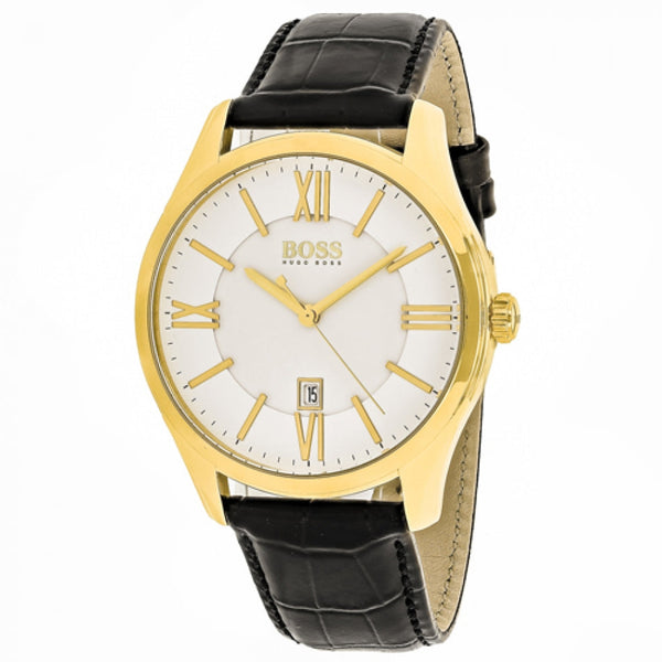Hugo Boss White Dial Leather Strap Men's Watch 1513020 Water resistance: 30 meters Movement: Quartz