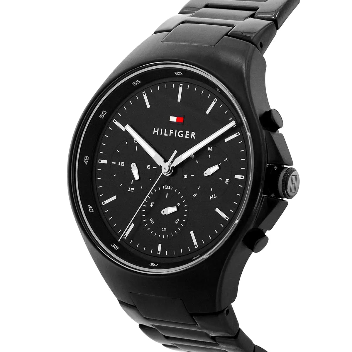 Tommy Hilfiger Justin Chronograph Black Dial Black Steel Strap Men's Watch  1792055