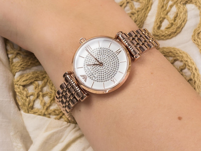 EMPORIO ARMANI Glitz Quartz Crystal Pave Dial Ladies Watch AR11244