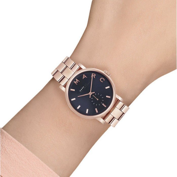 Marc Jacobs Online Baker Navy Dial Rose Gold 36mm Ladies Watch MBM3330