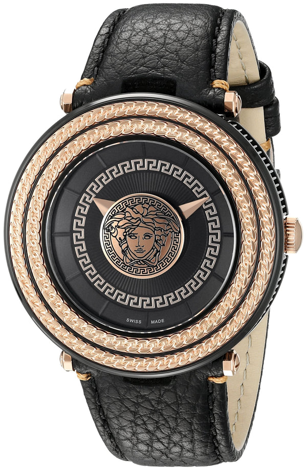 Versace V-Metal Icon Round Leather Strap Men's Watch  VQL030015 - Big Daddy Jewelry