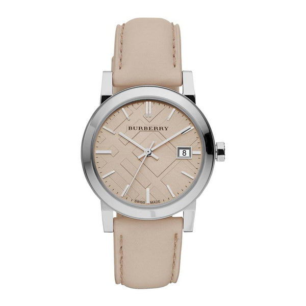 Burberry Women's Large Check Tan Leather Strap Women's Watch  BU9107 - Big Daddy Jewelry