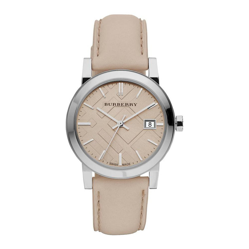 Burberry Women's Large Check Tan Leather Strap Women's Watch  BU9107 - Big Daddy Jewelry
