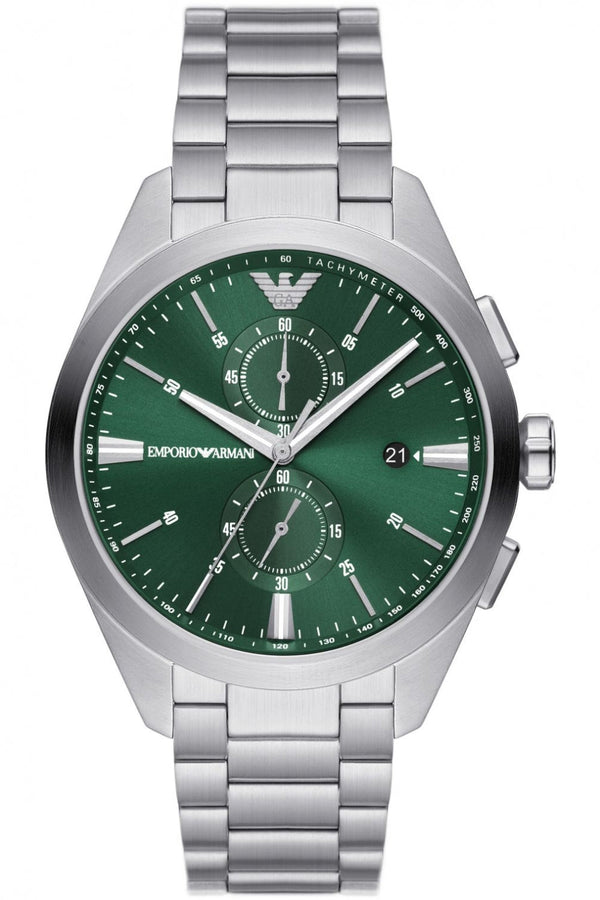 Emporio Armani Silver Chronograph Green Dial Men's Watch  AR11480 - Big Daddy Jewelry