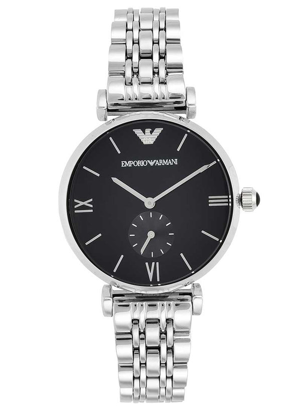 Emporio Armani Retro Black Dial Silver Men's Watch  AR1676 - Big Daddy Jewelry