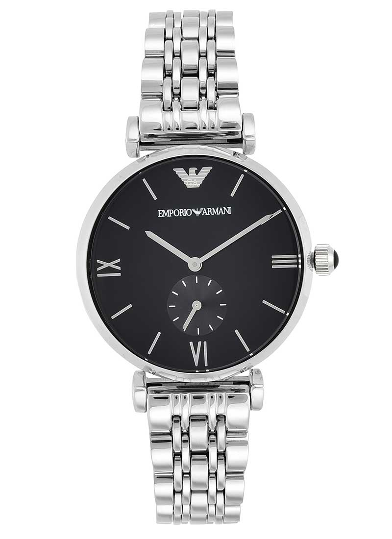 Emporio Armani Retro Black Dial Silver Men's Watch  AR1676 - Big Daddy Jewelry