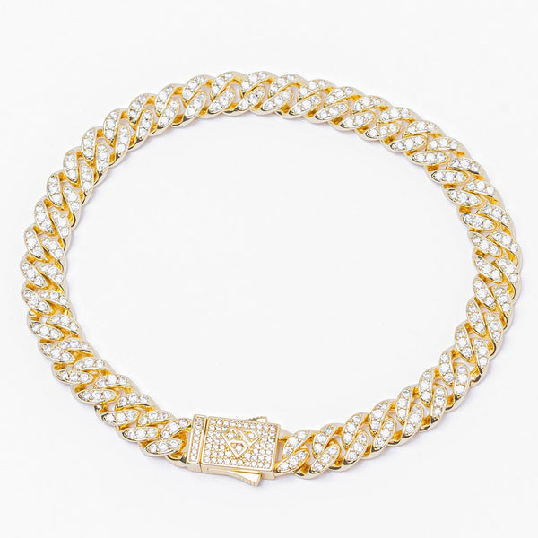 Big Daddy 8MM Iced Out Gold Cuban Link Bracelet