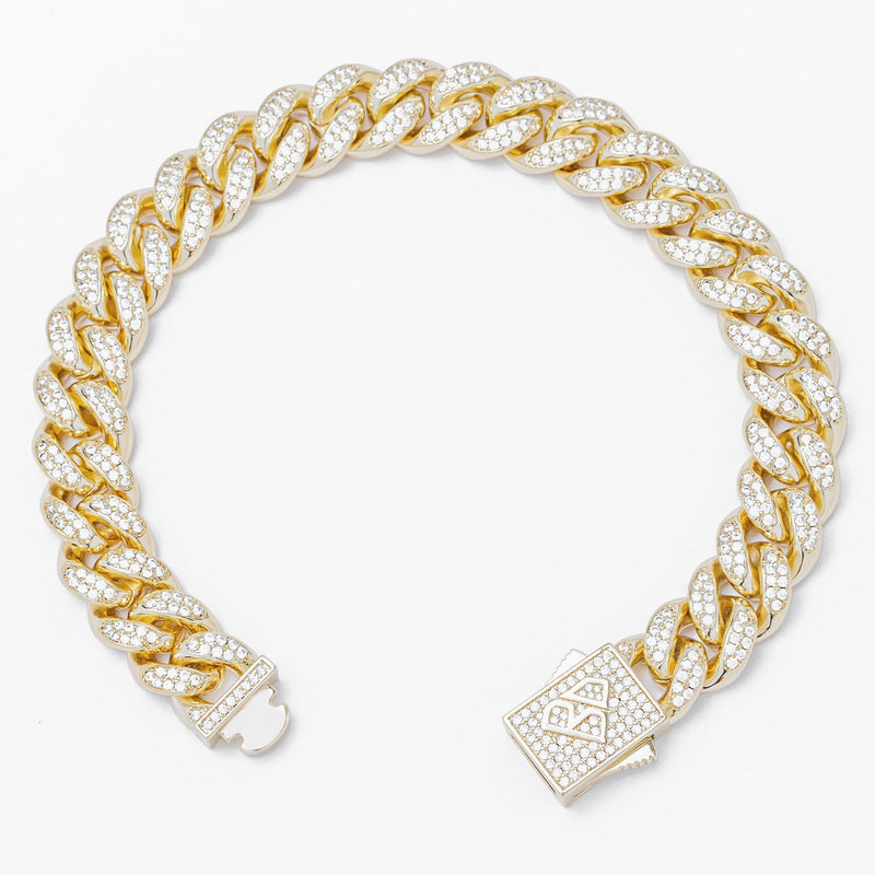 Big Daddy 10MM Iced Out Miami Cuban Link Gold Bracelet