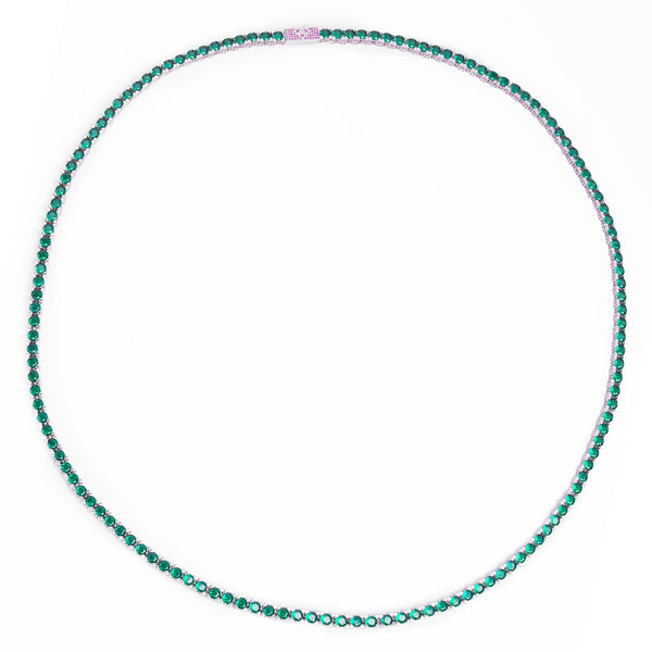 Big Daddy 4MM Silver Green & Ruby Iced Out Tennis Chain