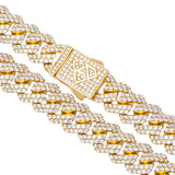 Big Daddy 12MM Straight Edge Cuban Diamond Gold Chain